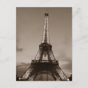 Sepia Eiffel Tower Romantic Evening of Paris Postcard