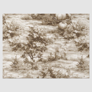Sepia Farmhouse Pumpkin Toile Harvest Pattern Tissue Paper