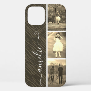 Sepia Filter Photo Collage Family Template Elegant iPhone 12 Case