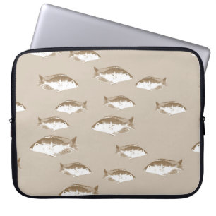 Sepia fish laptop sleeve