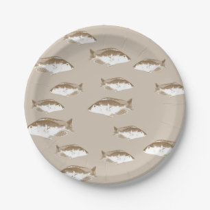 Sepia fish paper plate