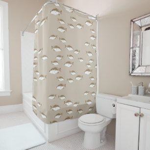 Sepia fish shower curtain