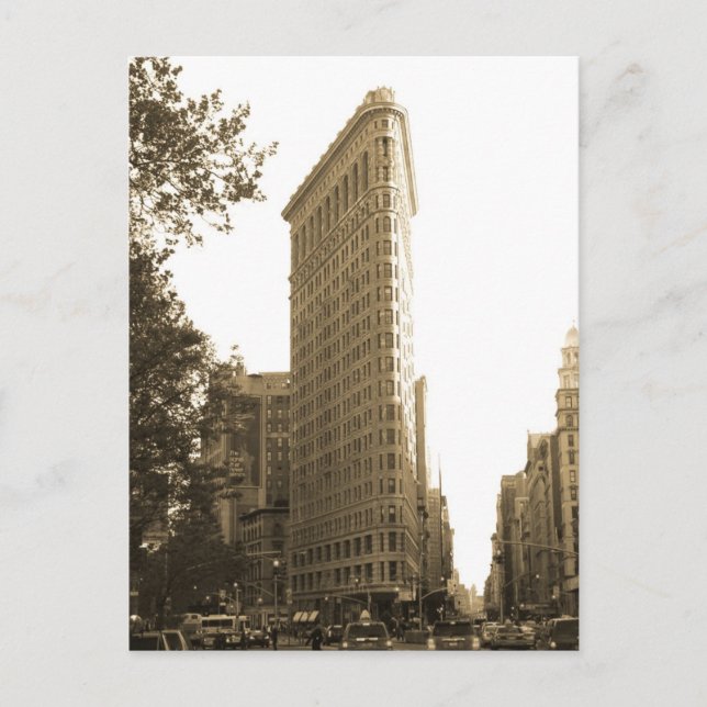 Sepia Flat Iron Building Fine Art Photo Postcard (Front)