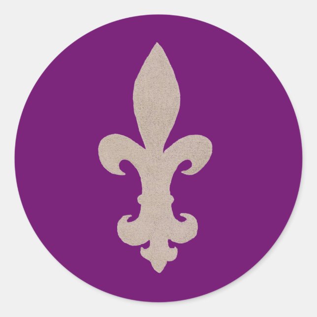 sepia Fleur De Lis Classic Round Sticker (Front)