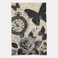 Sepia Floral Butterfly Wanderlust Compass