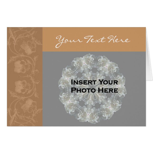 Sepia Floral Design Photo Card (Front Horizontal)