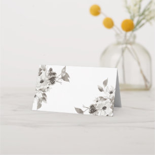 Sepia Floral Folded Place Card