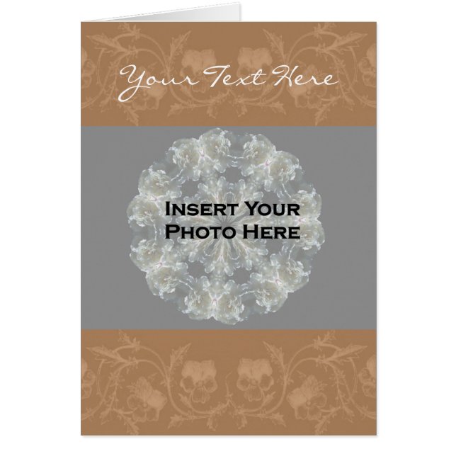 Sepia Floral Pattern Photo Card (Front)