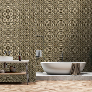 Sepia Floral Tiles Wallpaper