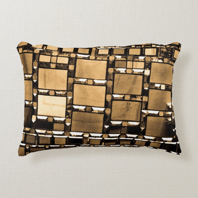 Sepia Geometric Mirror Pattern Decorative Cushion (Front)