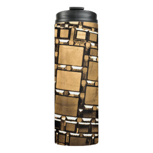 Sepia Geometric Mirrors Pattern Thermal Tumbler