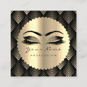Sepia Gold Black Glitter Makeup Artist Lashes SPA Square Business Card