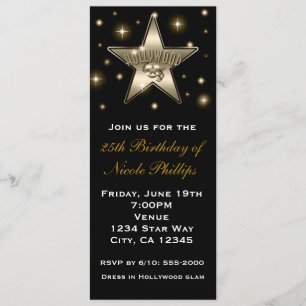 Sepia Gold Hollywood Star Retro Vintage Invitation