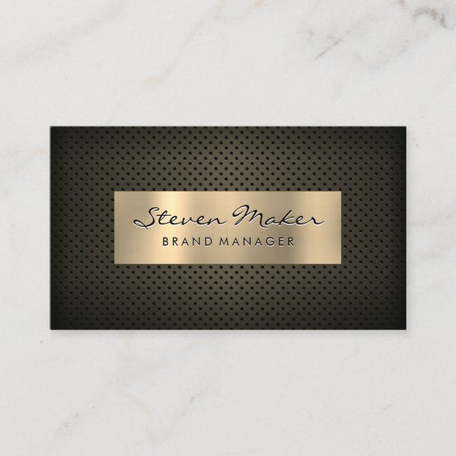 Sepia Gold Metallic Banner | Perforated Mesh Business Card (Front)