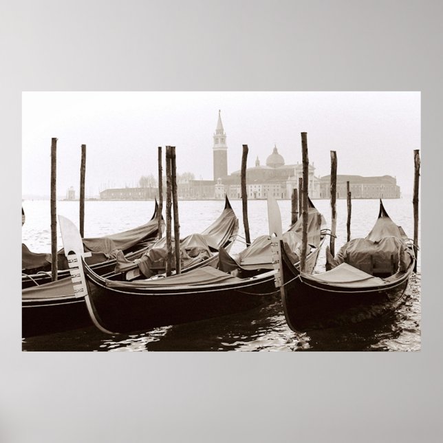 Sepia Gondolas Poster (Front)