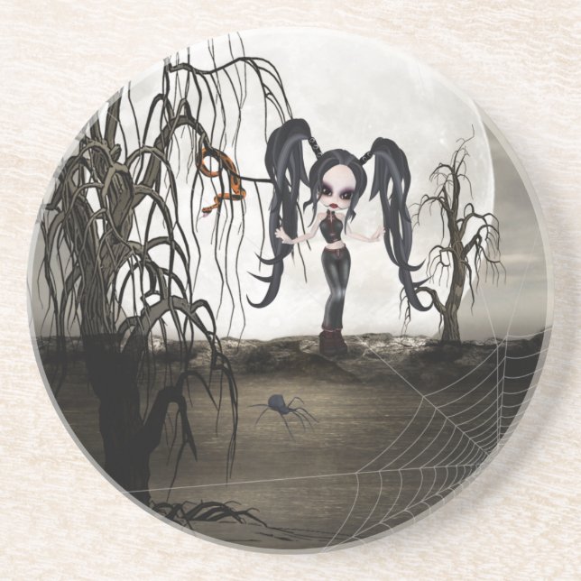 Sepia Goth Girl Coaster (Front)