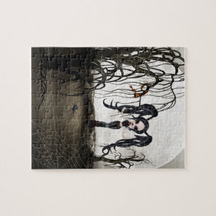 Sepia Goth Girl Jigsaw Puzzle