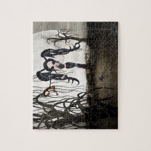 Sepia Goth Girl Jigsaw Puzzle