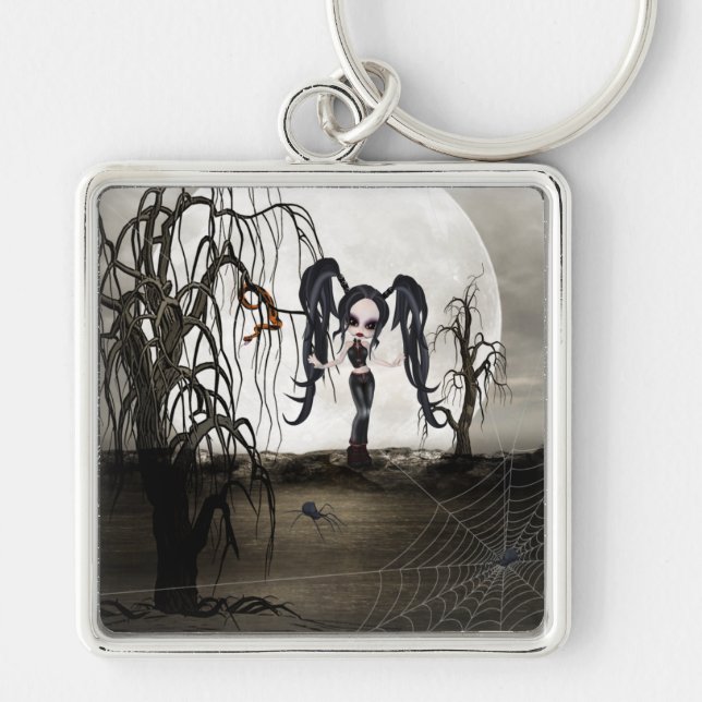 Sepia Goth Girl Key Ring (Front)