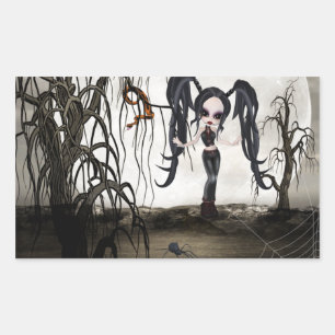 Sepia Goth Girl Rectangular Sticker