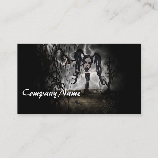 Sepia Goth Girl Vignette Business Card (Front)