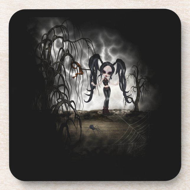 Sepia Goth Girl Vignette Coaster (Front)