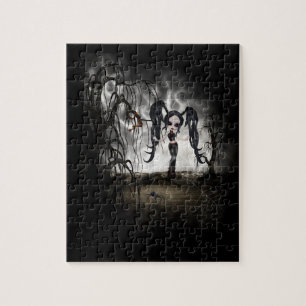 Sepia Goth Girl Vignette Jigsaw Puzzle