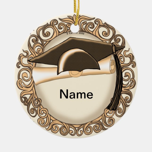 Sepia Graduation Cap ornament  (Front)