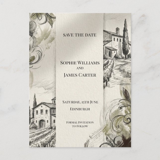 Sepia Highland Arch Save The Date Postcard (Front)