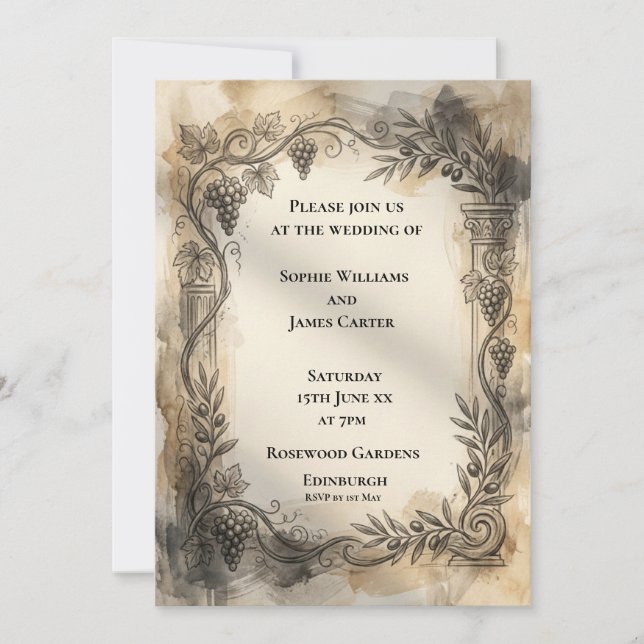 Sepia Highland Manor Wedding Invitation (Front)