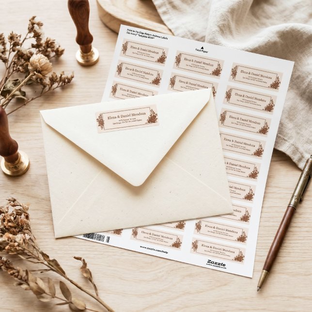 Sepia Ink Engraved Botanical Frame Return Address Label (Creator Uploaded)