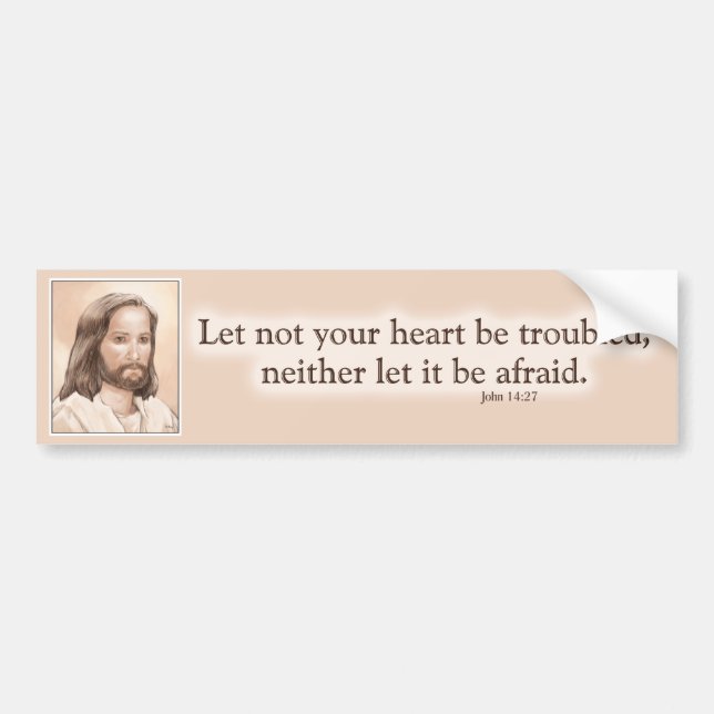 Sepia Jesus Art Bible Quote - John 14:27 Bumper Sticker (Front)