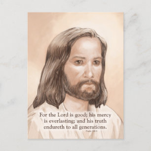 Sepia Jesus Art Bible Quote - Psalm 100:5 Postcard
