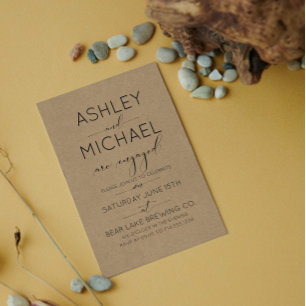 Sepia Kraft Typography Engagement Party Invitation