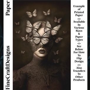 Sepia Lace & Butterflies Blindfold CR7 Craft Paper