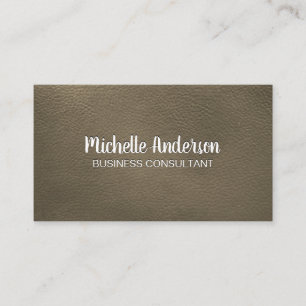 Sepia Leather Emboss Lettering Business Card