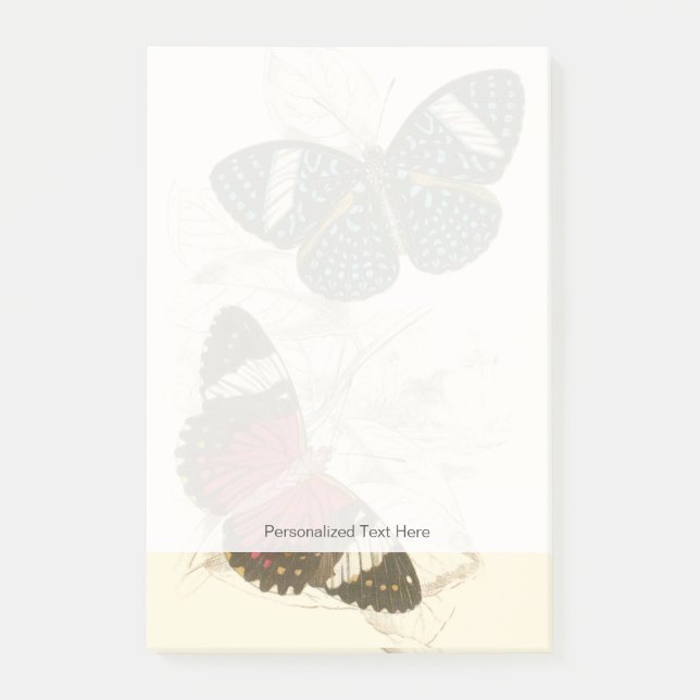 Sepia Leaves with Colourful Butterflies Post-it Notes (Front)