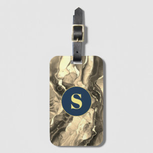 Sepia Liquid Ink Tones, Monogram Playing Luggage T Tag