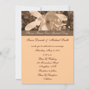 Sepia Magnolia Flower Wedding Invitation