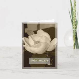 "Sepia Magnolia" Happy Anniversary Blank Card