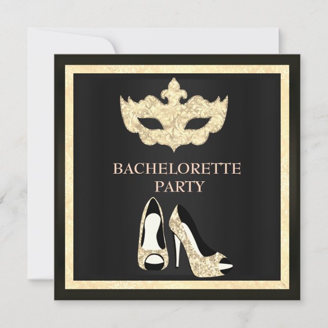 SEPIA MASK ELEGANT BACHELORETTE MASQUERADE PARTY INVITATION (Front)