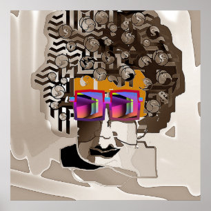 Sepia Money On Her Mind In Rainbow Glasses Poster