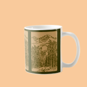 Sepia Mountains and  Forest Coffee Mug