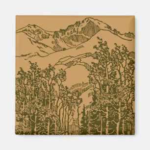 Sepia Mountains and Forest Magnet