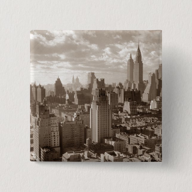 Sepia New York City 15 Cm Square Badge (Front)