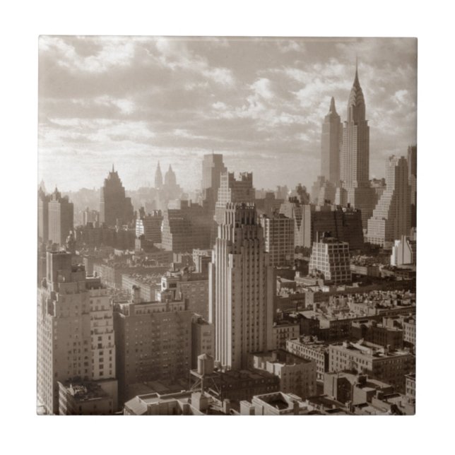Sepia New York City Ceramic Tile (Front)