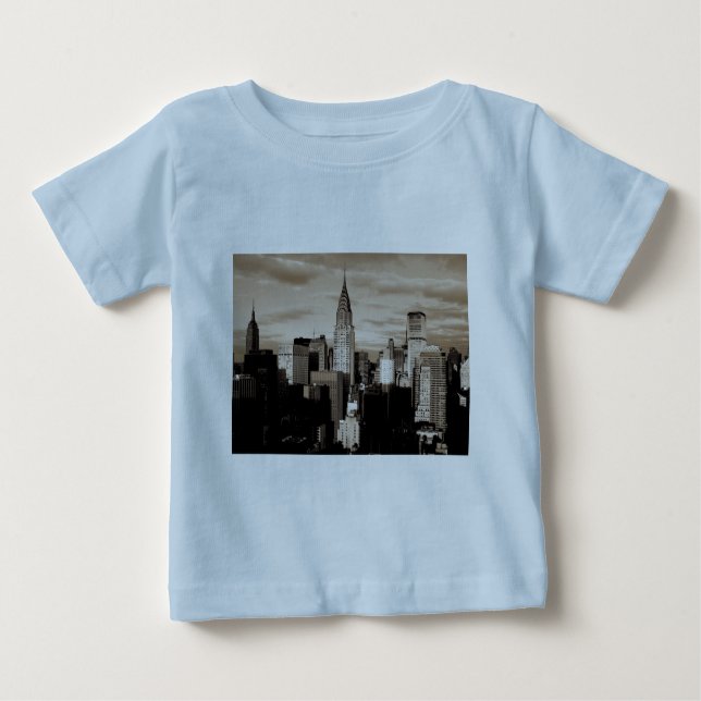 Sepia New York City Ink Sketch Baby T-Shirt (Front)
