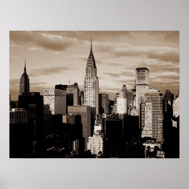 Sepia New York City Ink Sketch Poster (Front)