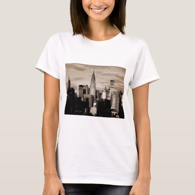 Sepia New York City Ink Sketch T-Shirt (Front)