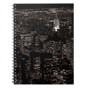 Sepia New York City Night Skyline Notebook